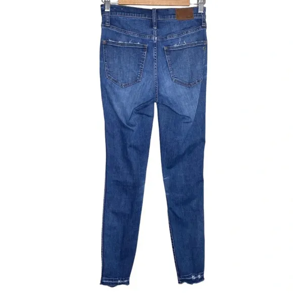 Madewell 10&quot; High Rise Button Fly Distressed Drop Hem Skinny Jeans Size 25