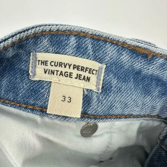 Madewell The Curvy Perfect Vintage Jean Size 33 Bradwell Wash Blue Distressed