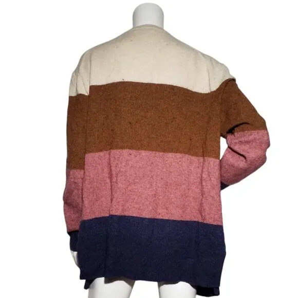 Madewell Womens Size Large Kent Striped Cardigan Sweater Heather Quinoa