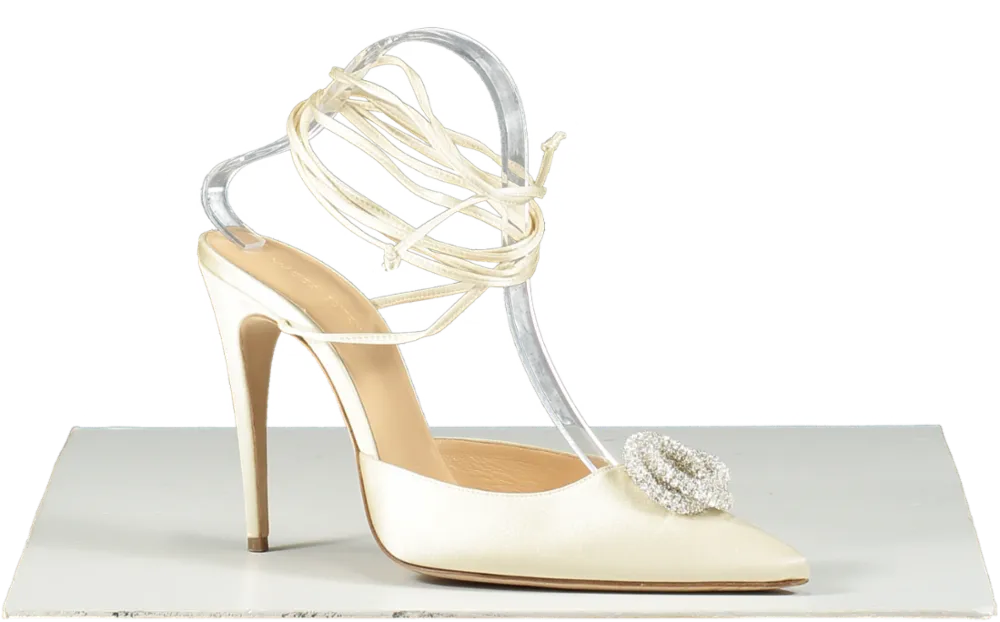 Magda Butrym Cream Embellished Satin Pumps UK 6 EU 39 👠
