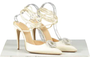 Magda Butrym Cream Embellished Satin Pumps UK 6 EU 39 👠