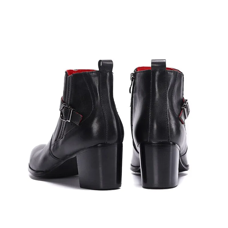 Man High Heel Boots Pointed Toe Dress Shoes