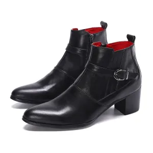 Man High Heel Boots Pointed Toe Dress Shoes