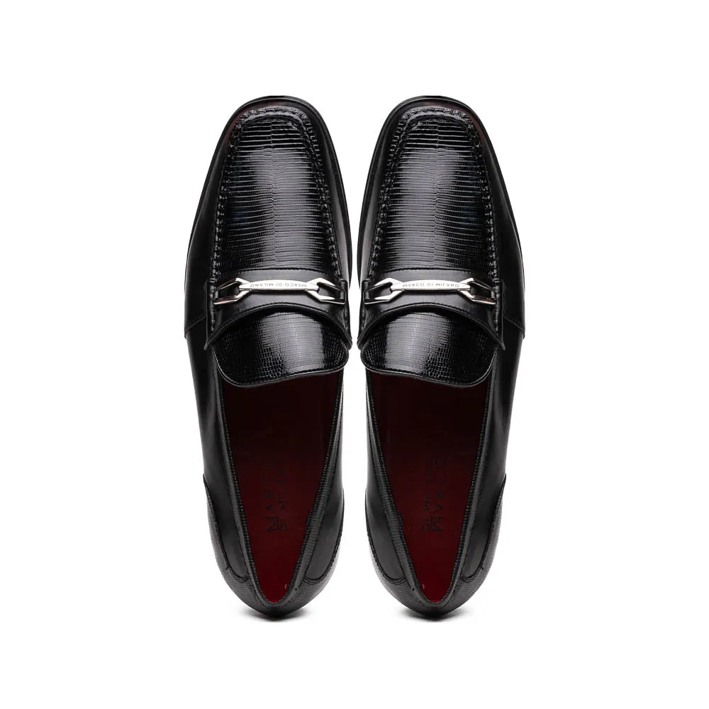 Marco Di Milano Black Hugo Lizard & Calfskin Bit Loafers