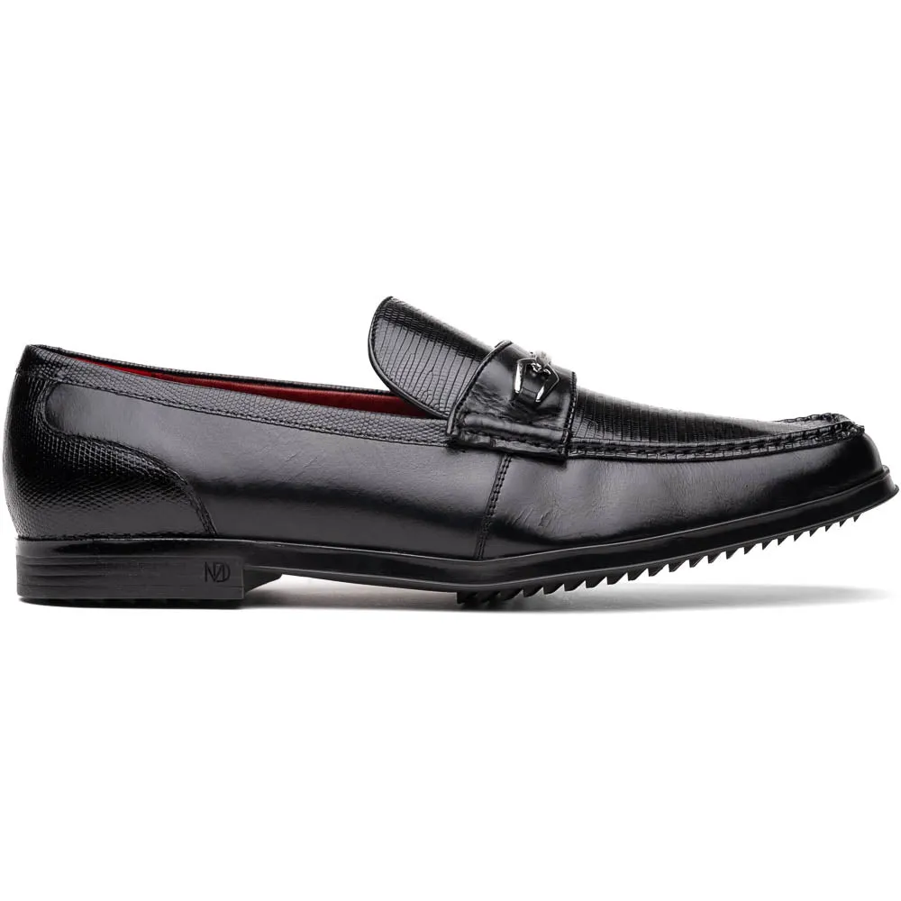 Marco Di Milano Black Hugo Lizard & Calfskin Bit Loafers