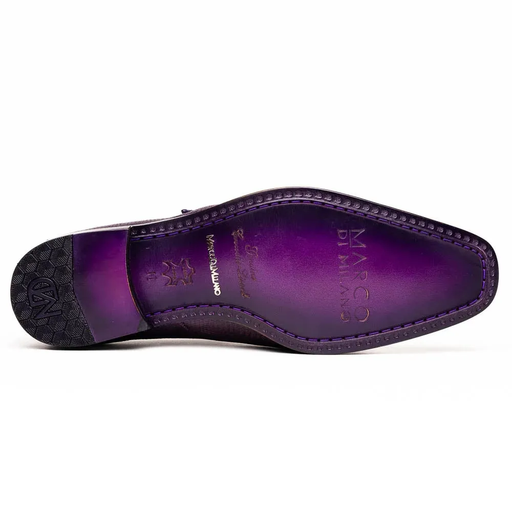 Marco Di Milano Toluca Purple Monk Strap Lizard & Crocodile Shoes