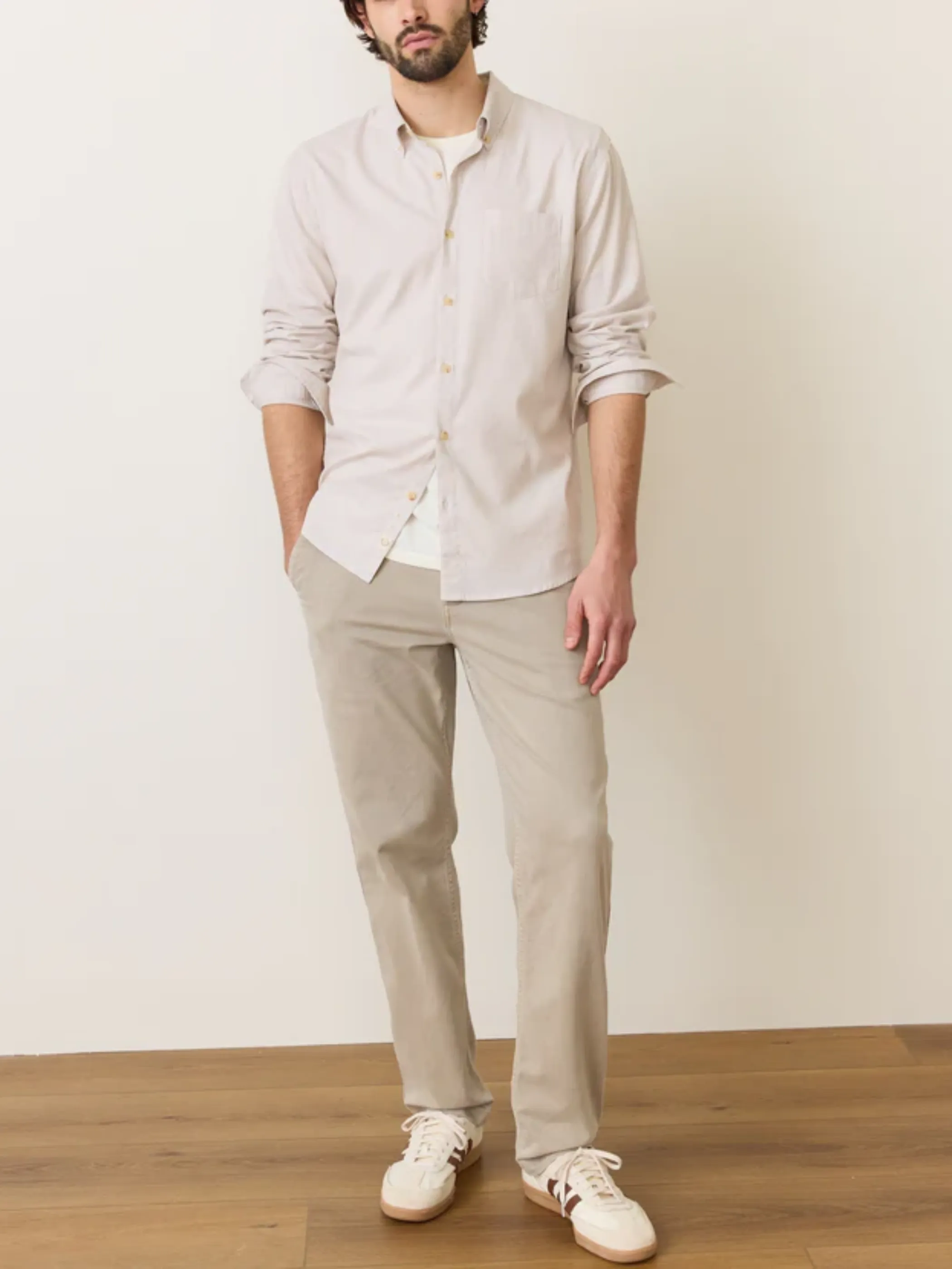 Marine Layer California Oxford - Warm Cream Stripe