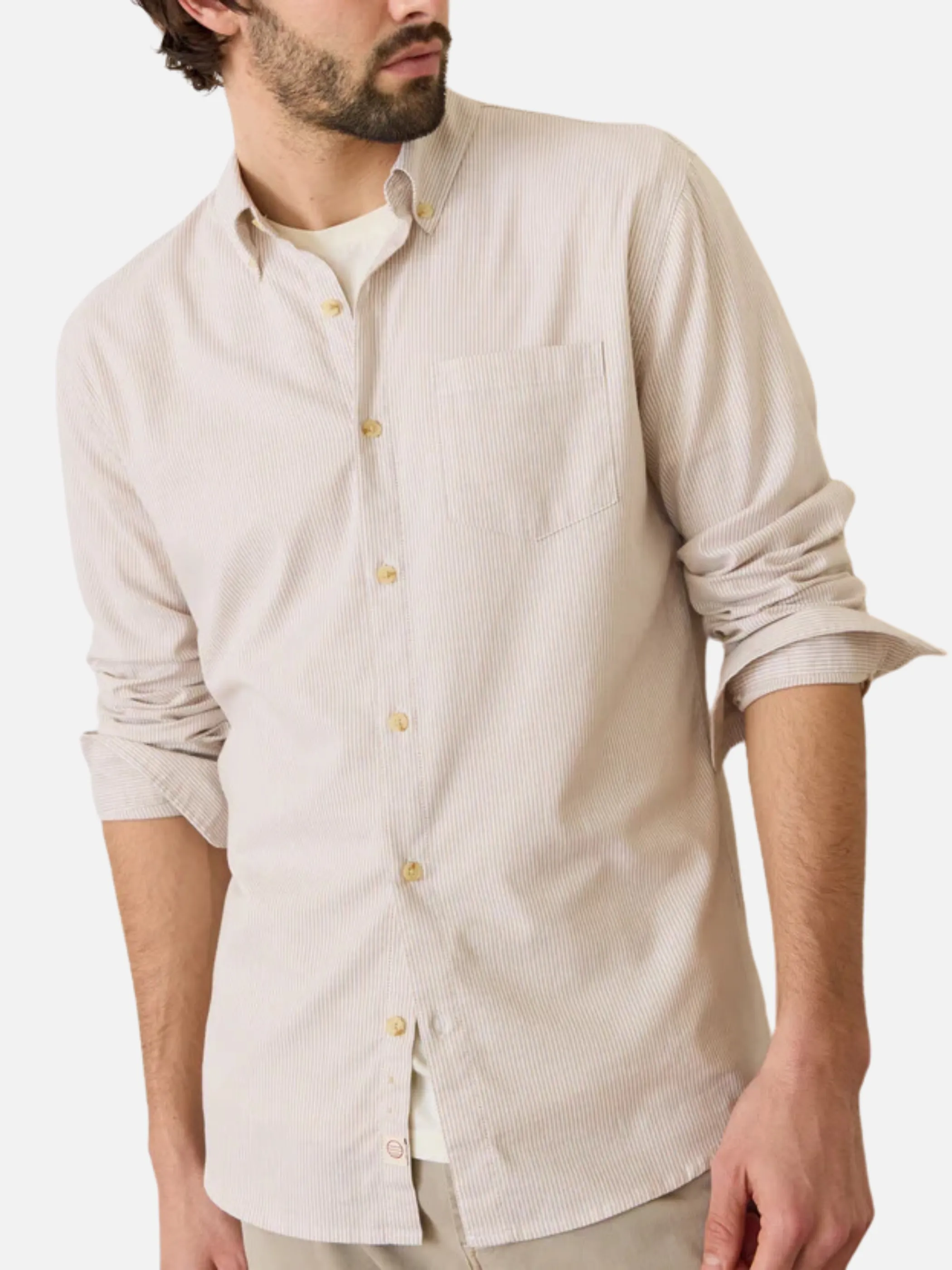 Marine Layer California Oxford - Warm Cream Stripe