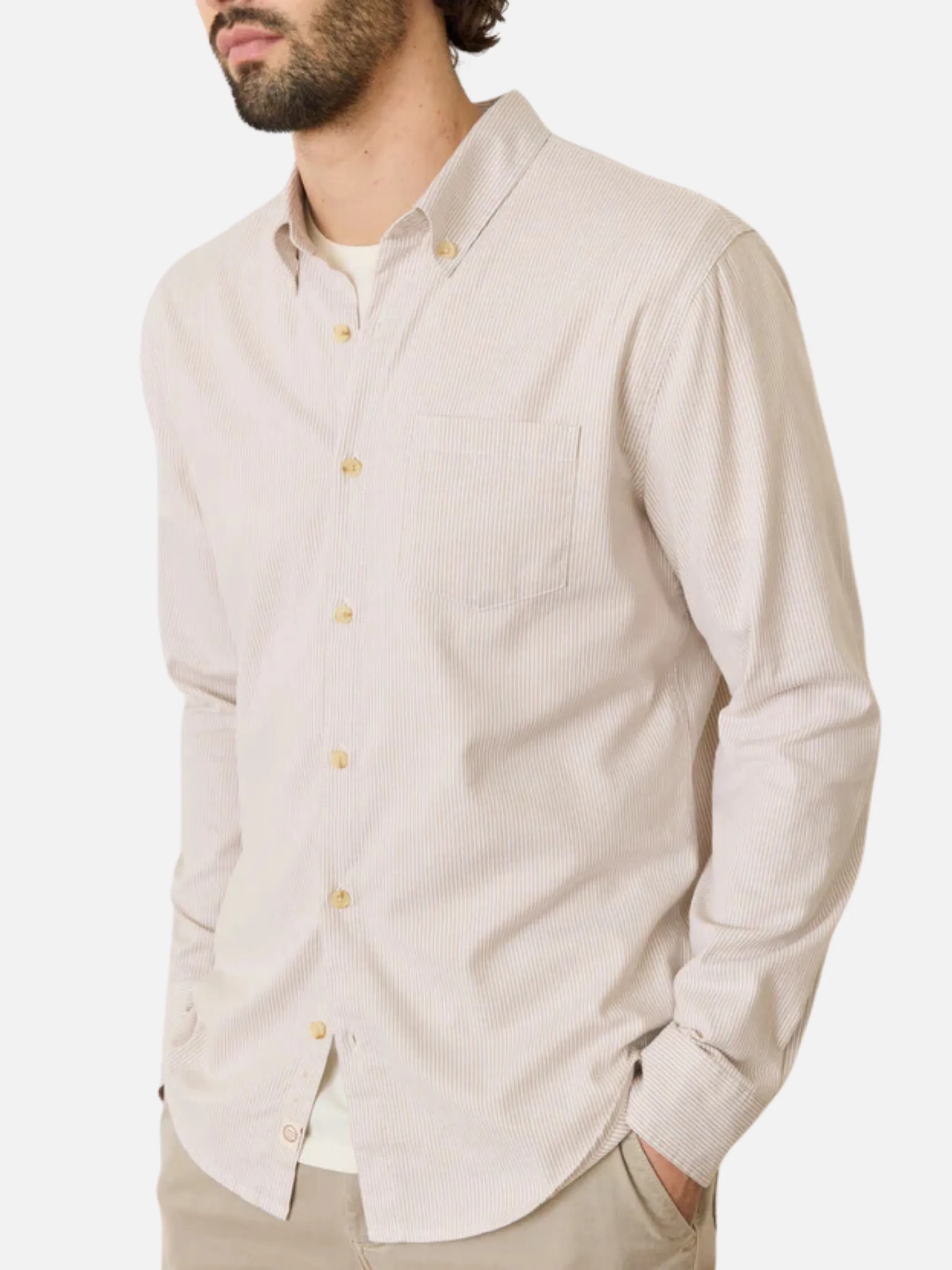 Marine Layer California Oxford - Warm Cream Stripe