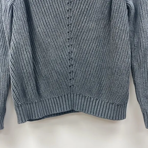 Marine Layer Ezra V-Neck Cotton Chunky Knit Pullover Sweater Boho Navy Small