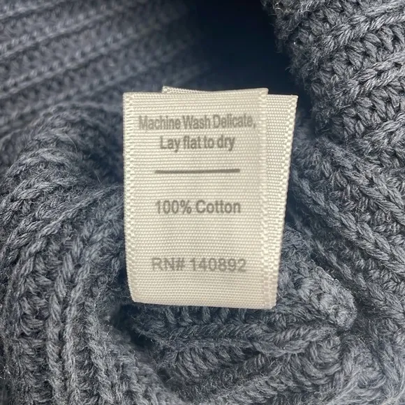 Marine Layer Ezra V-Neck Cotton Chunky Knit Pullover Sweater Boho Navy Small