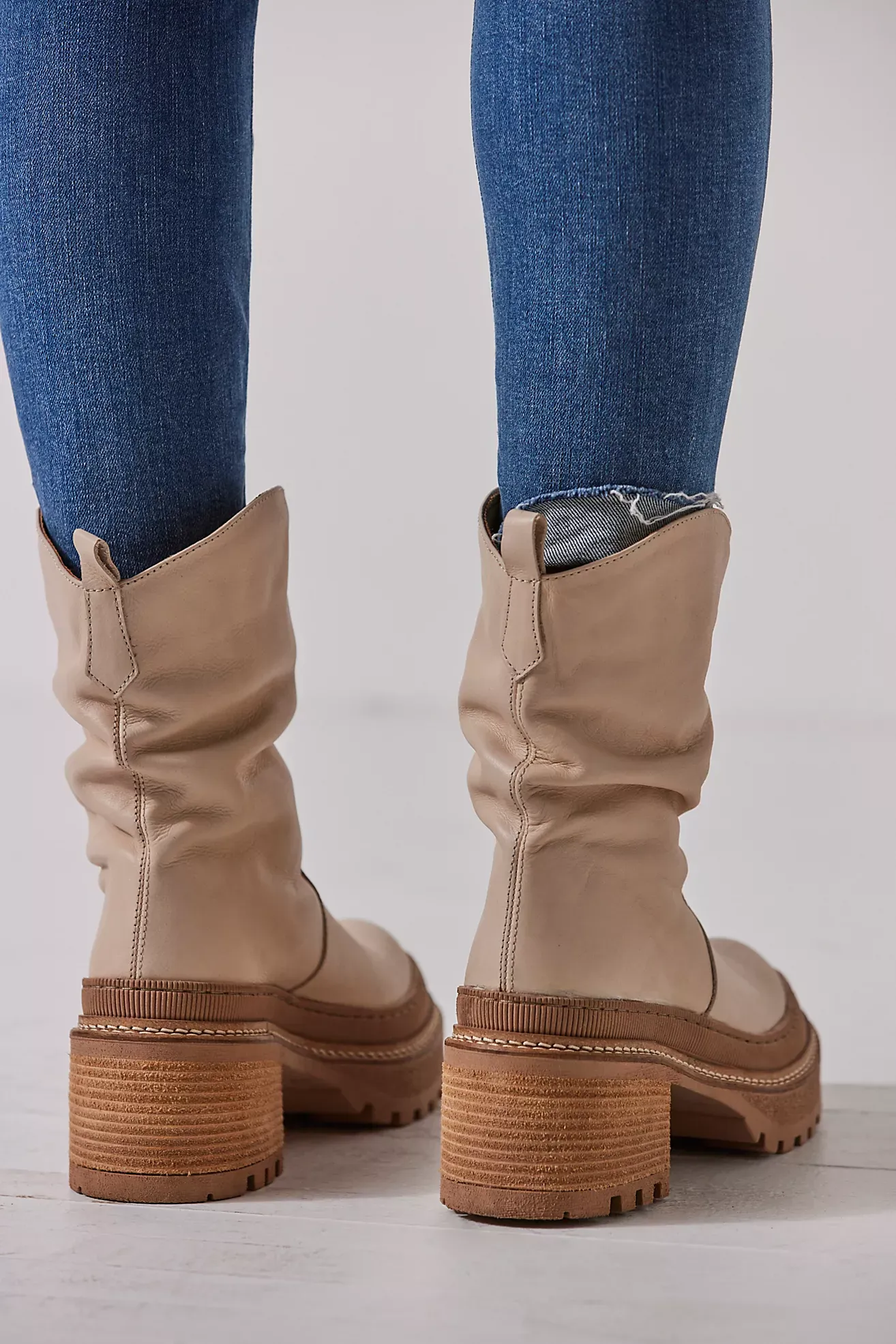 Mel Slouch Boot in Bone Leather