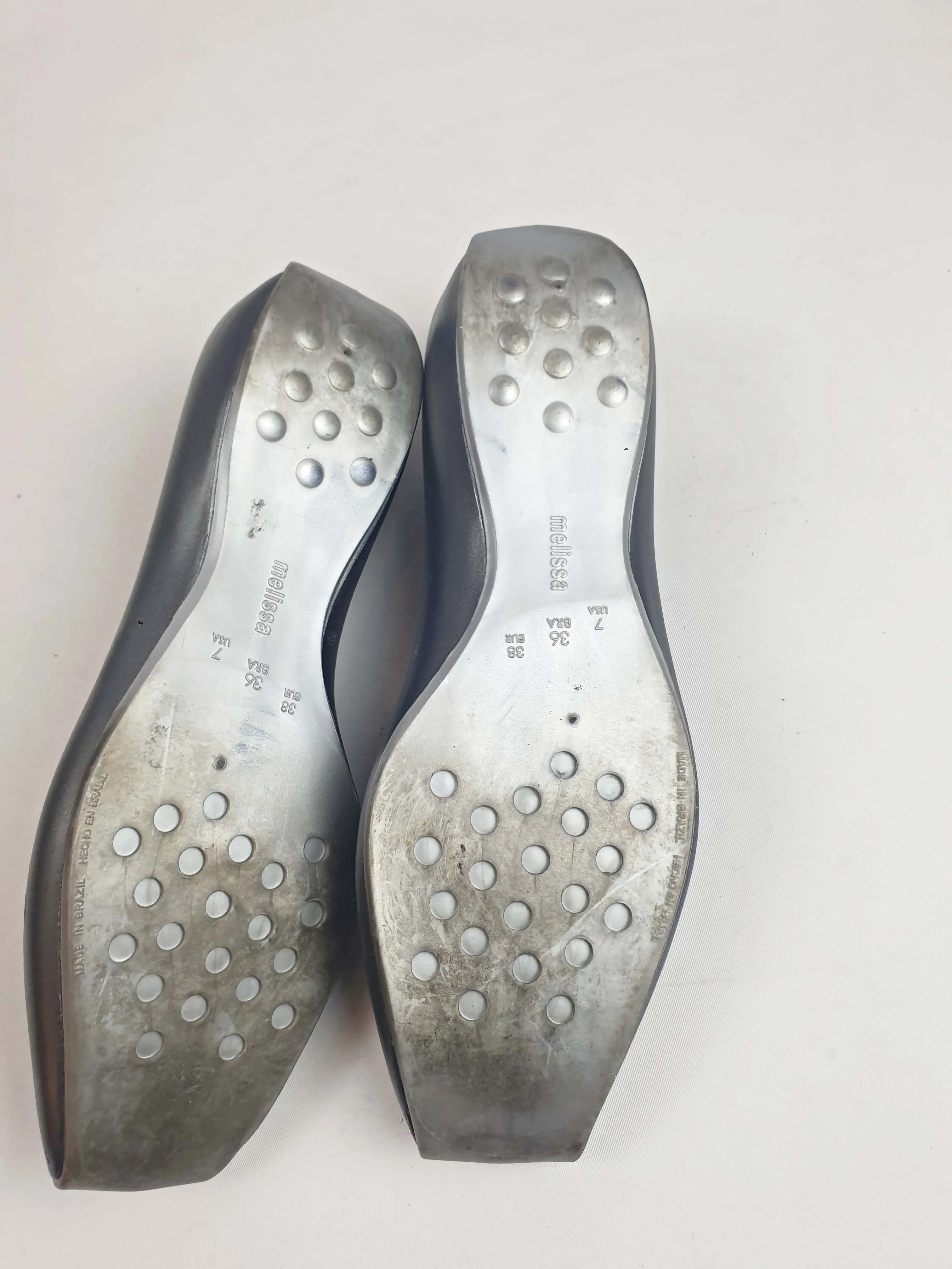 Melissa metallic silver flat shoes size 38