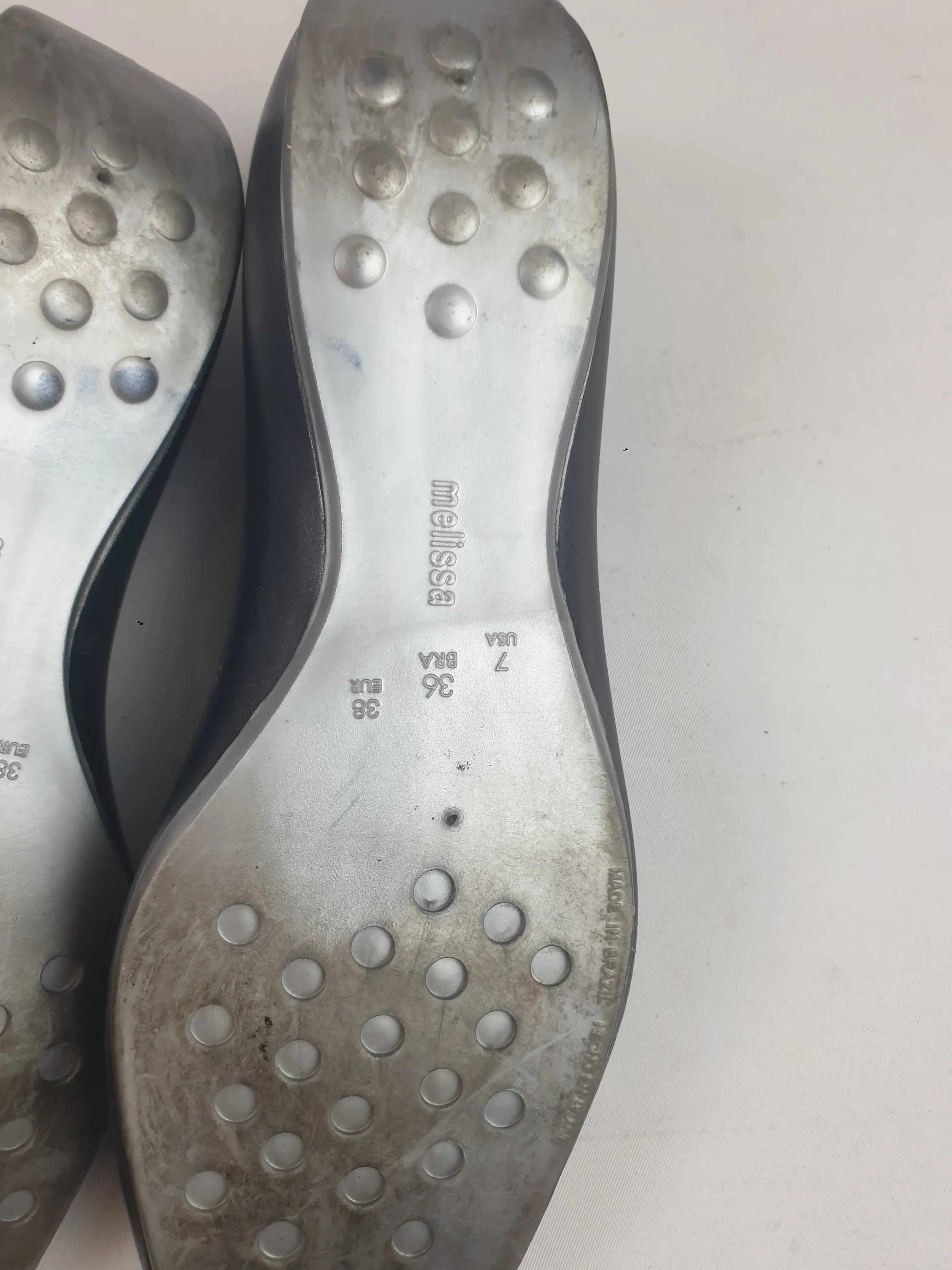Melissa metallic silver flat shoes size 38