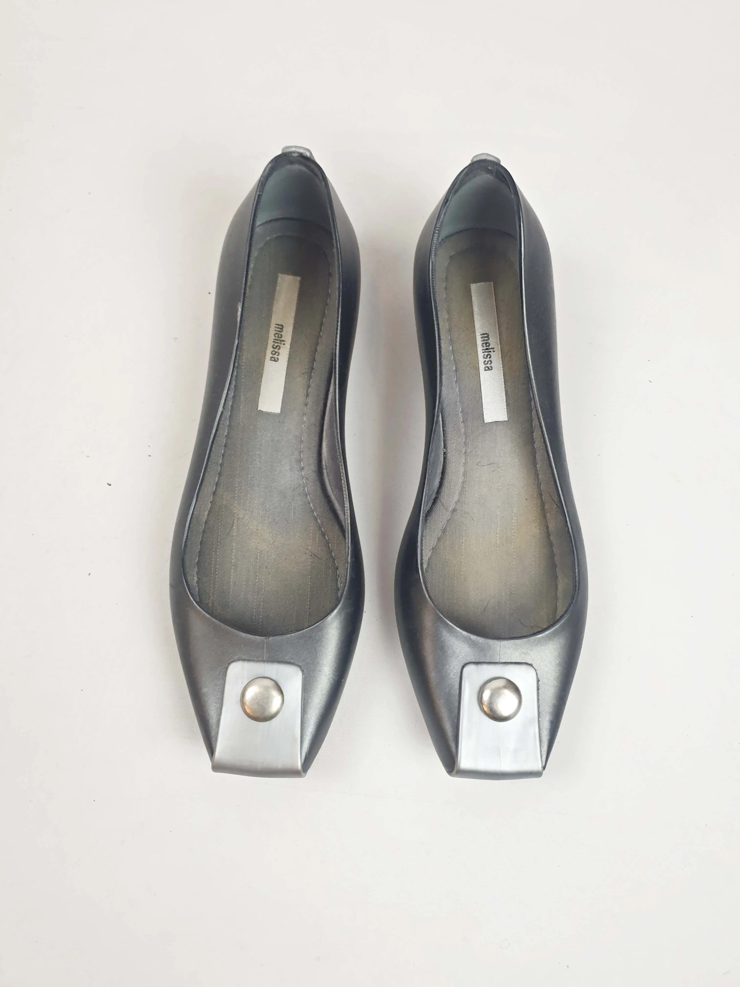 Melissa metallic silver flat shoes size 38