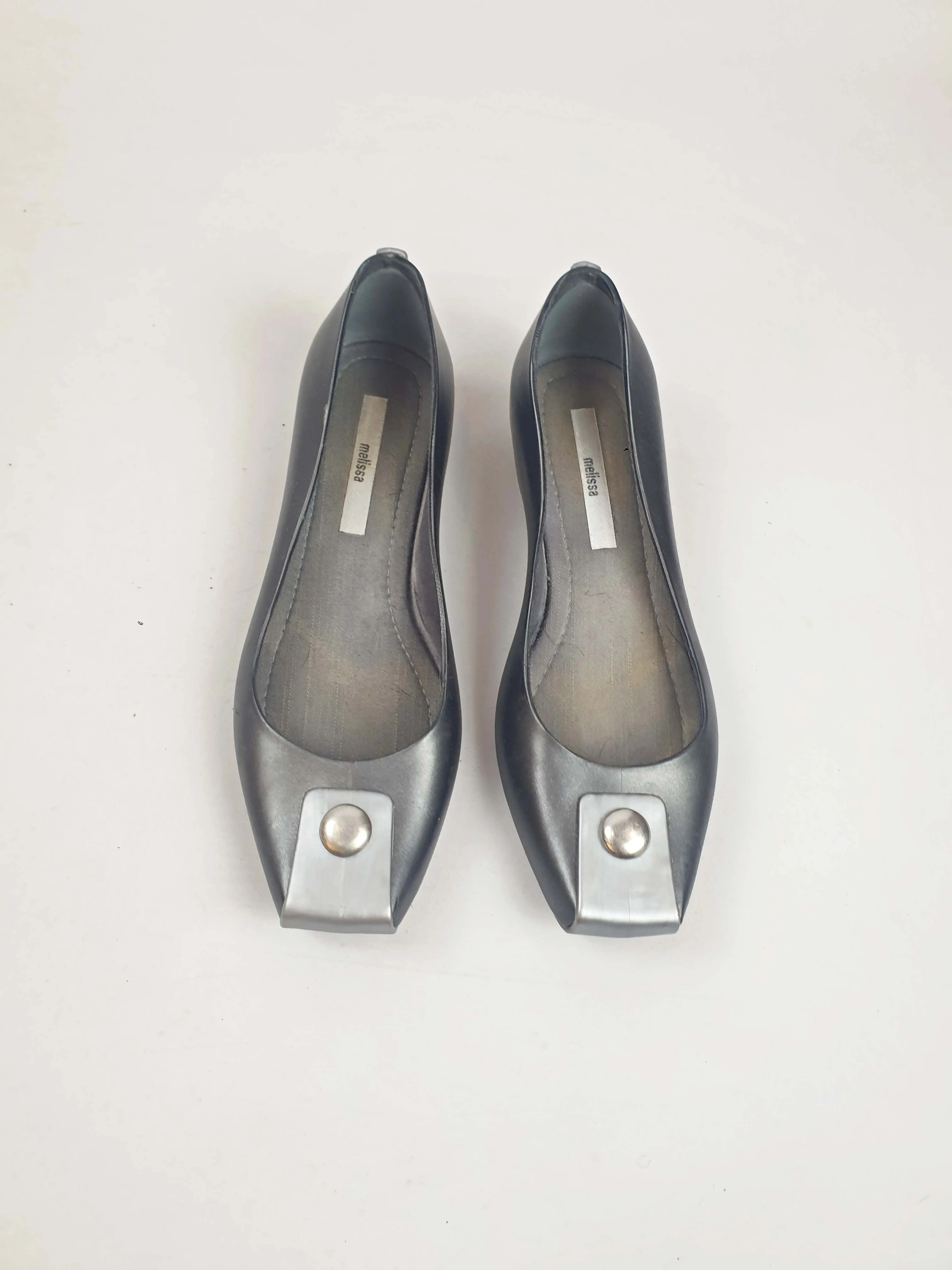 Melissa metallic silver flat shoes size 38