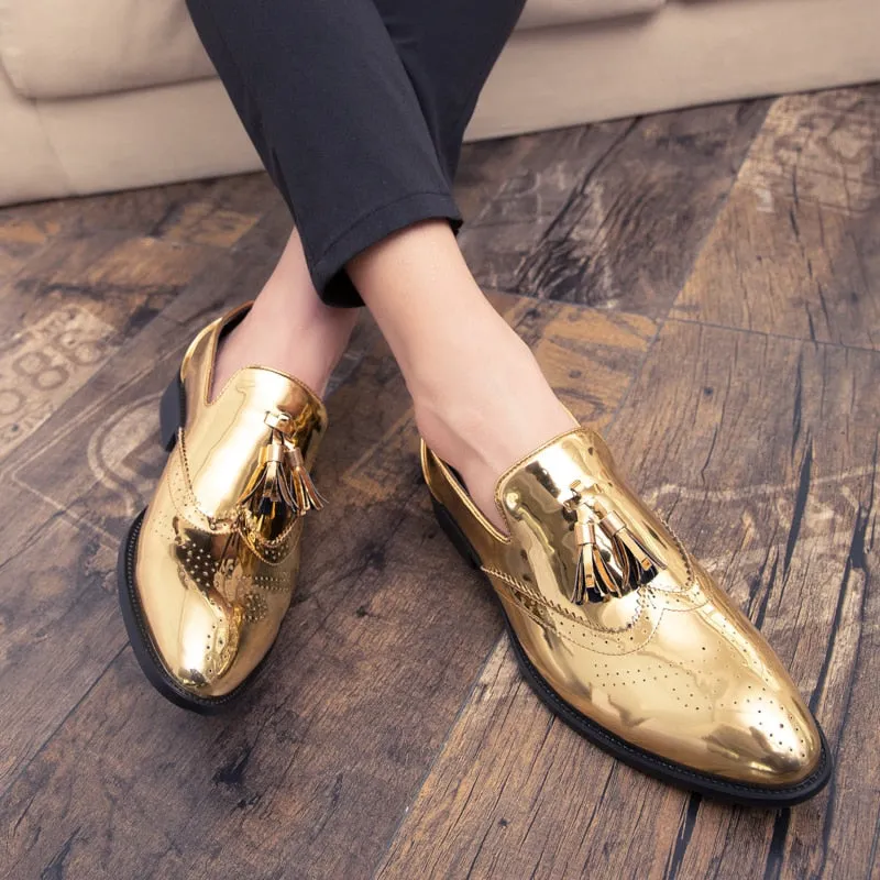 men shoes gold Bright skin male comfortable oxford shoes luxury