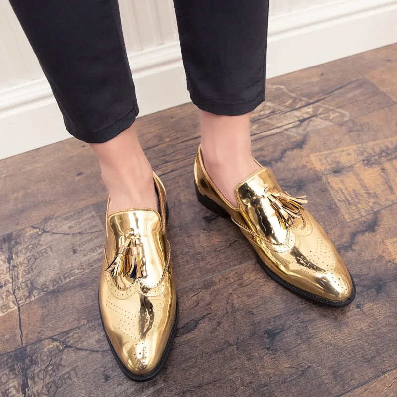 men shoes gold Bright skin male comfortable oxford shoes luxury