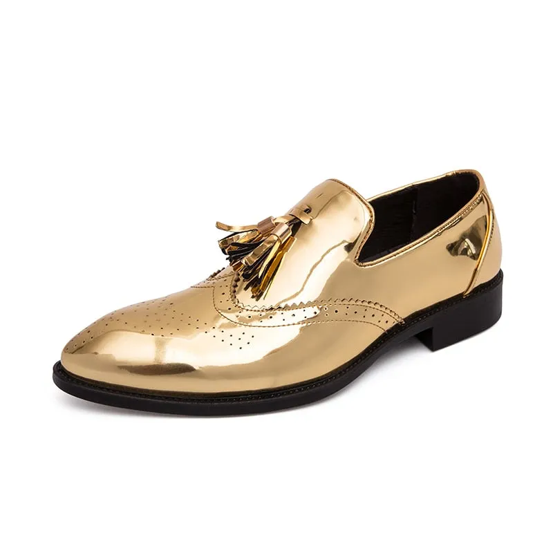 men shoes gold Bright skin male comfortable oxford shoes luxury