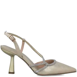 Menbur Gold Dress Pointed Toe Kitten Heel Shoes