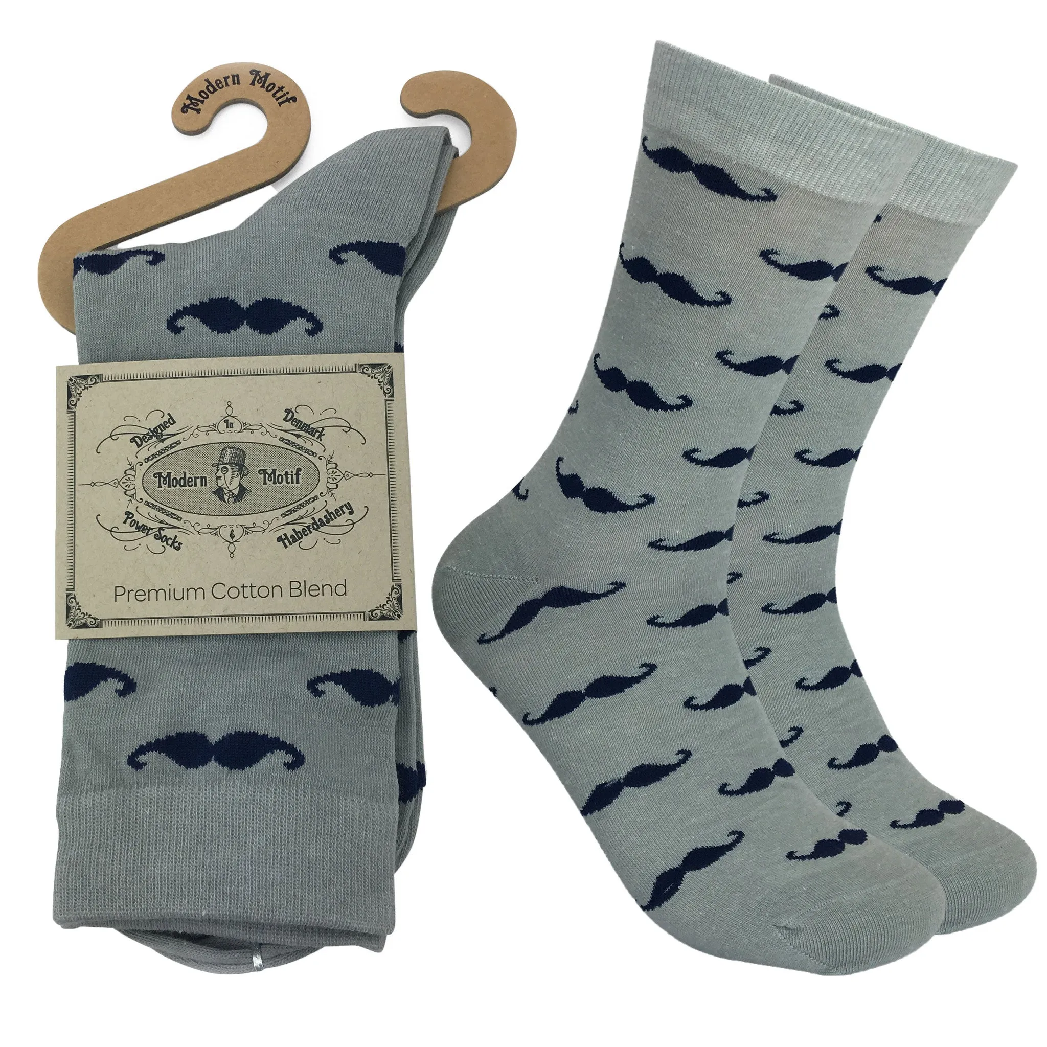 Mens Colorful Cotton Business Fun Casual Fashion Mustache Socks  Collection- Single Pairs