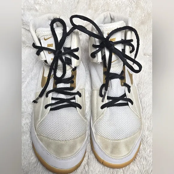 Men's Nike Fury Gold &amp; White Wrestling Shoes, Size 8.5