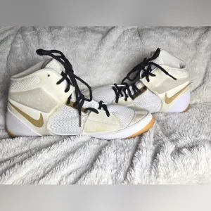 Men's Nike Fury Gold &amp; White Wrestling Shoes, Size 8.5