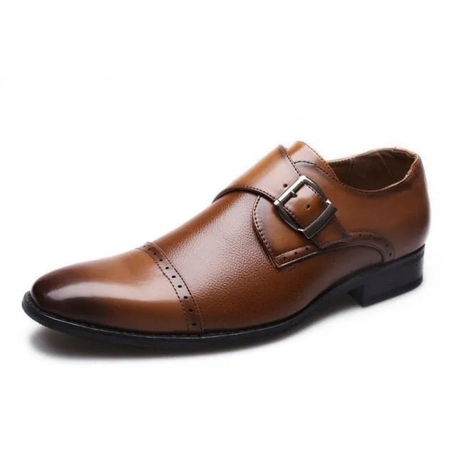Merkmak Business Formal Leather Shoe Pointed Toe Dress Shoes Fashion Buckle Office Footwear Big Size Male Party Wedding Footwear