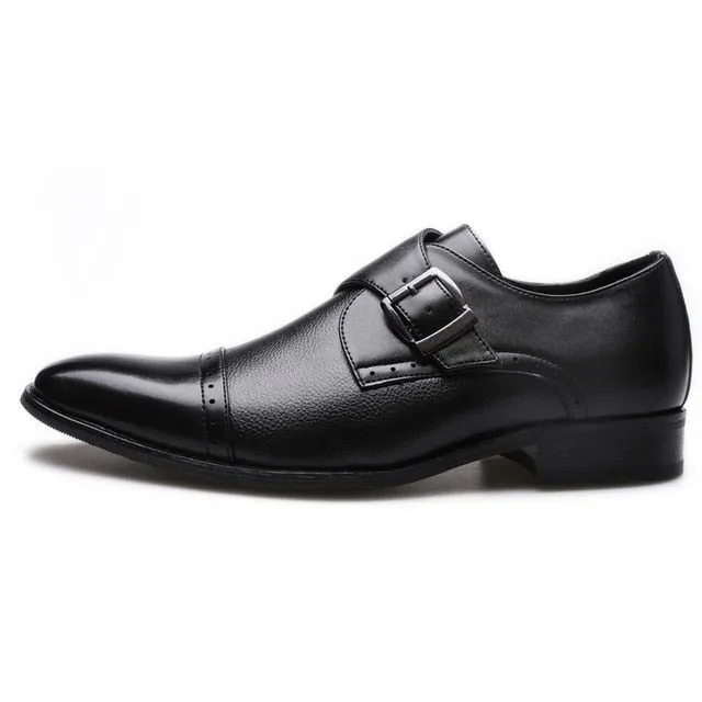 Merkmak Business Formal Leather Shoe Pointed Toe Dress Shoes Fashion Buckle Office Footwear Big Size Male Party Wedding Footwear