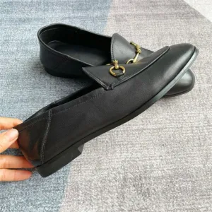 Metal chain decoration ladies single shoes round toe