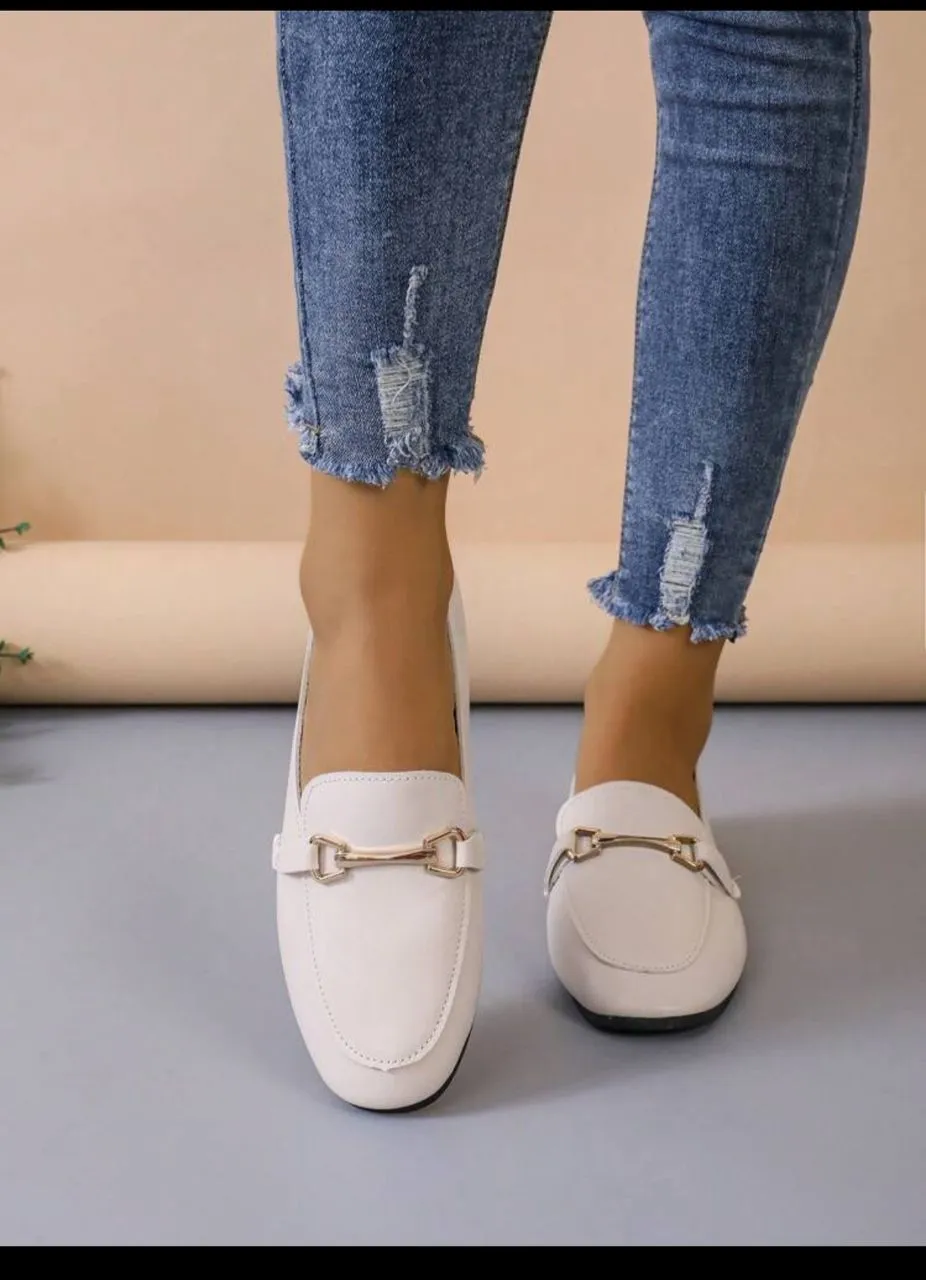 Metal Decor Flat Loafers Women's Flat Shoes