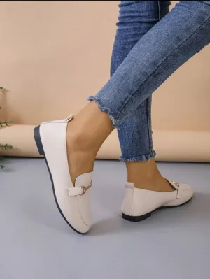 Metal Decor Flat Loafers Women's Flat Shoes