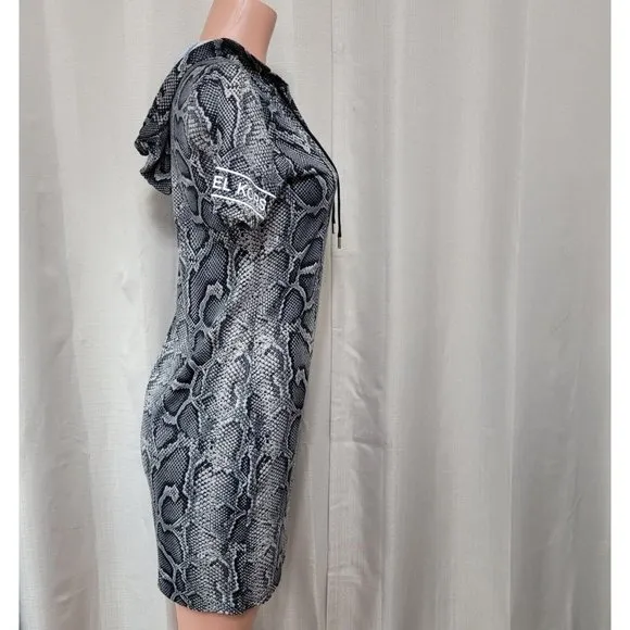 Michael Kors Hooded T Shirt Dress Women's Size S Malachite Gray Snakeskin NWT