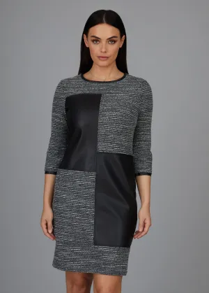 Michaela Patchwork Dress - Boucle Knit