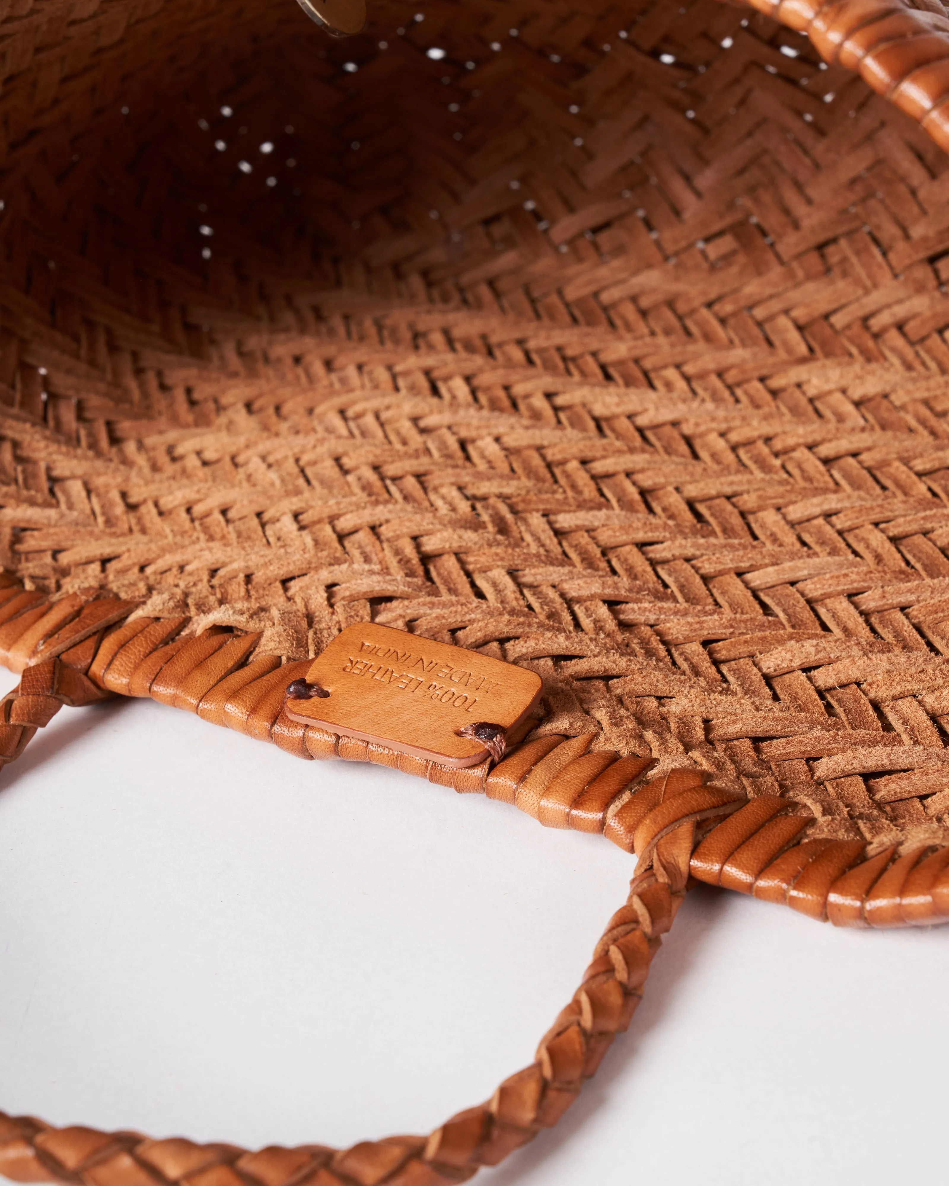 mini flat gora - tan leather