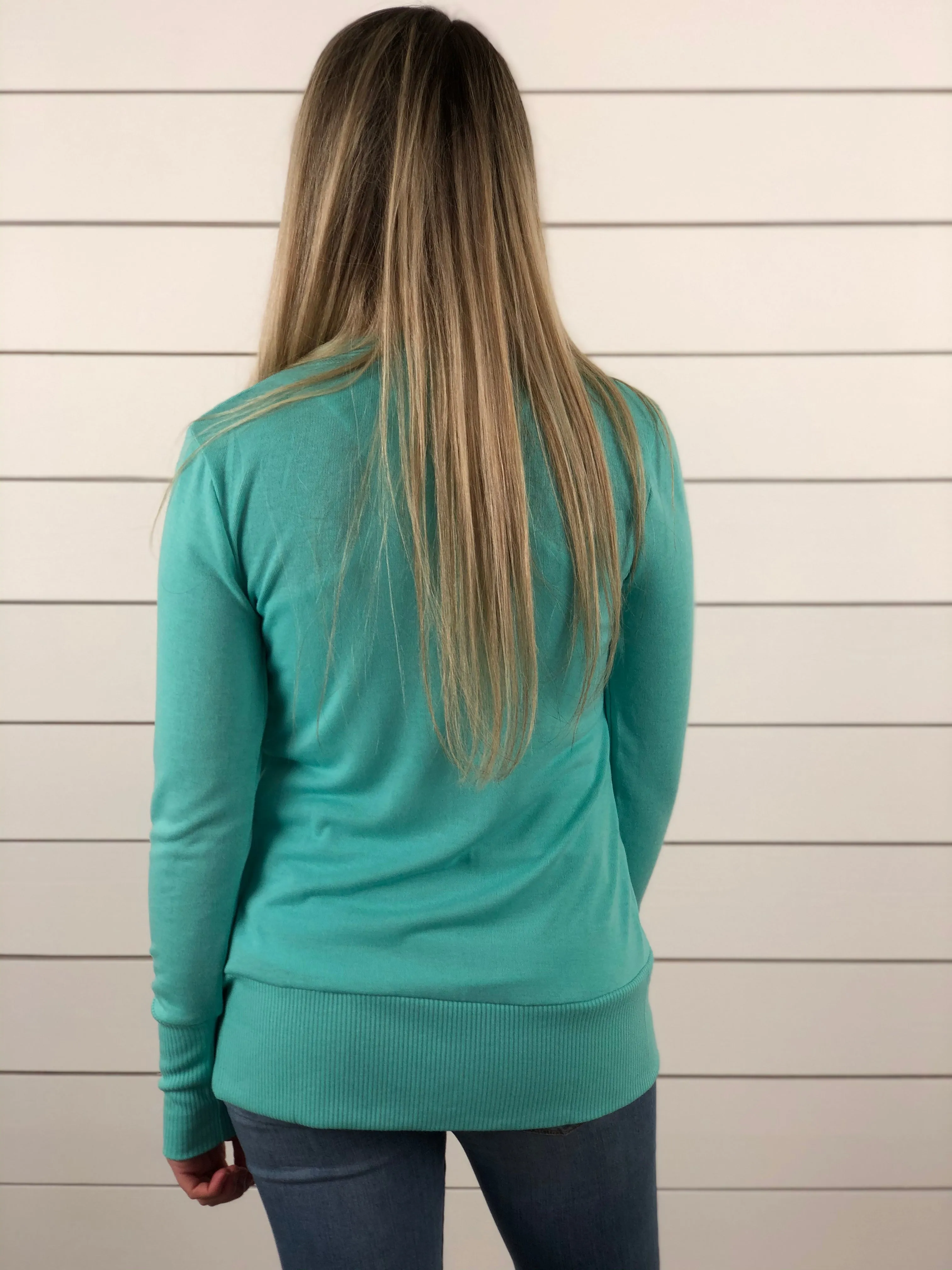 Mint Snap Button Cardigan