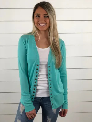 Mint Snap Button Cardigan