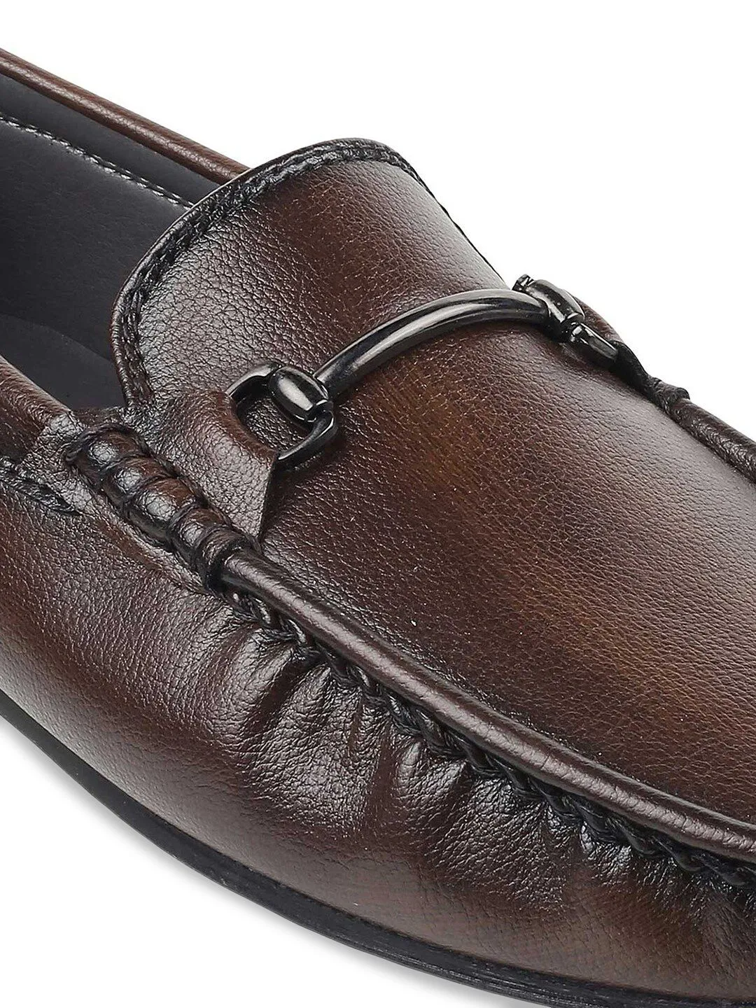 Mochi Men Brown Leather Loafers