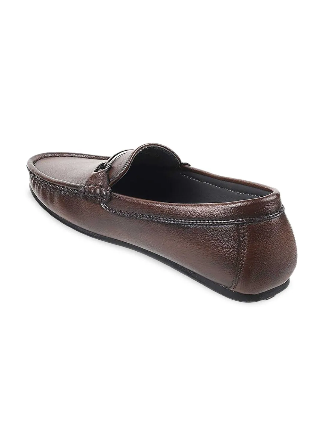 Mochi Men Brown Leather Loafers