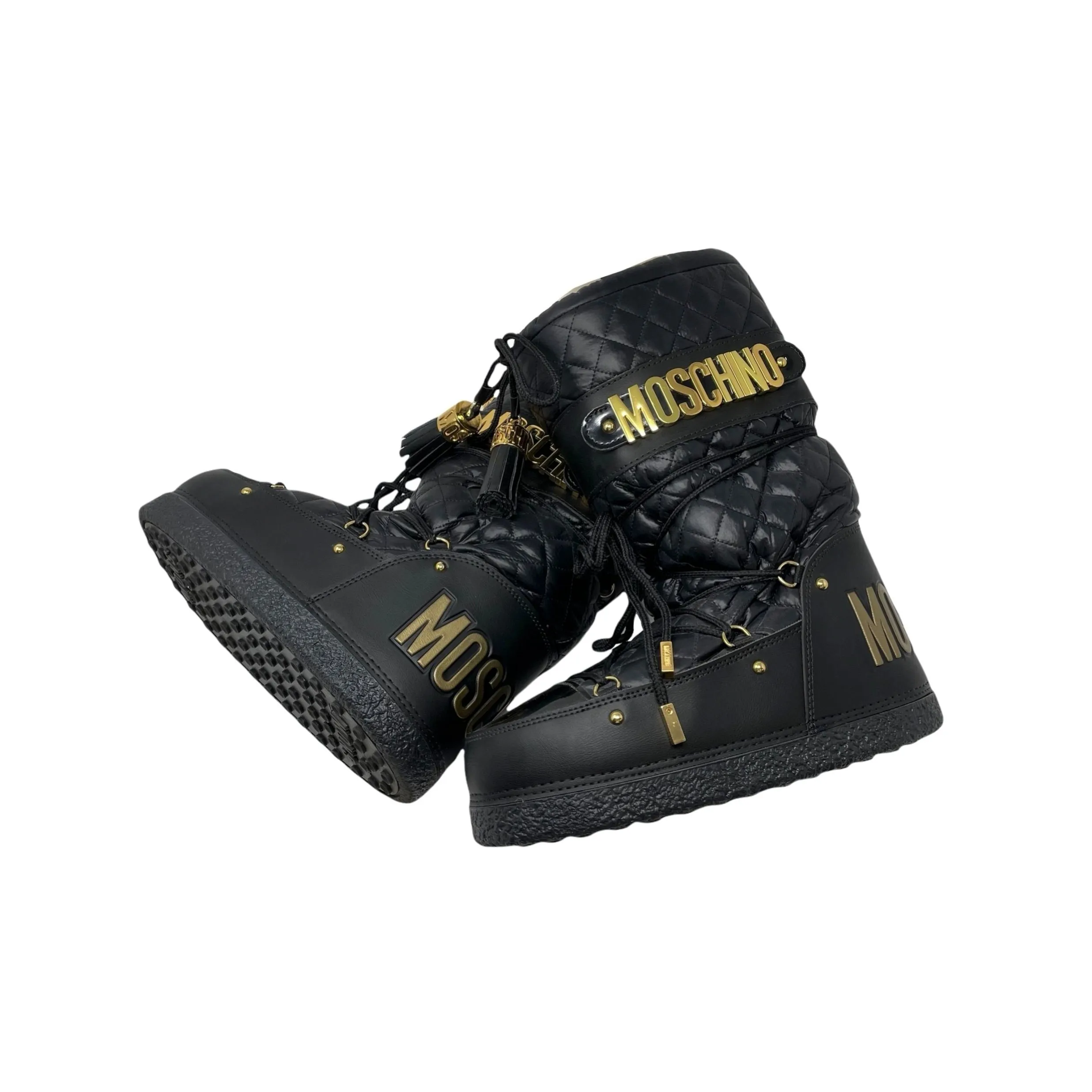 Moschino Black Chain Logo Boots