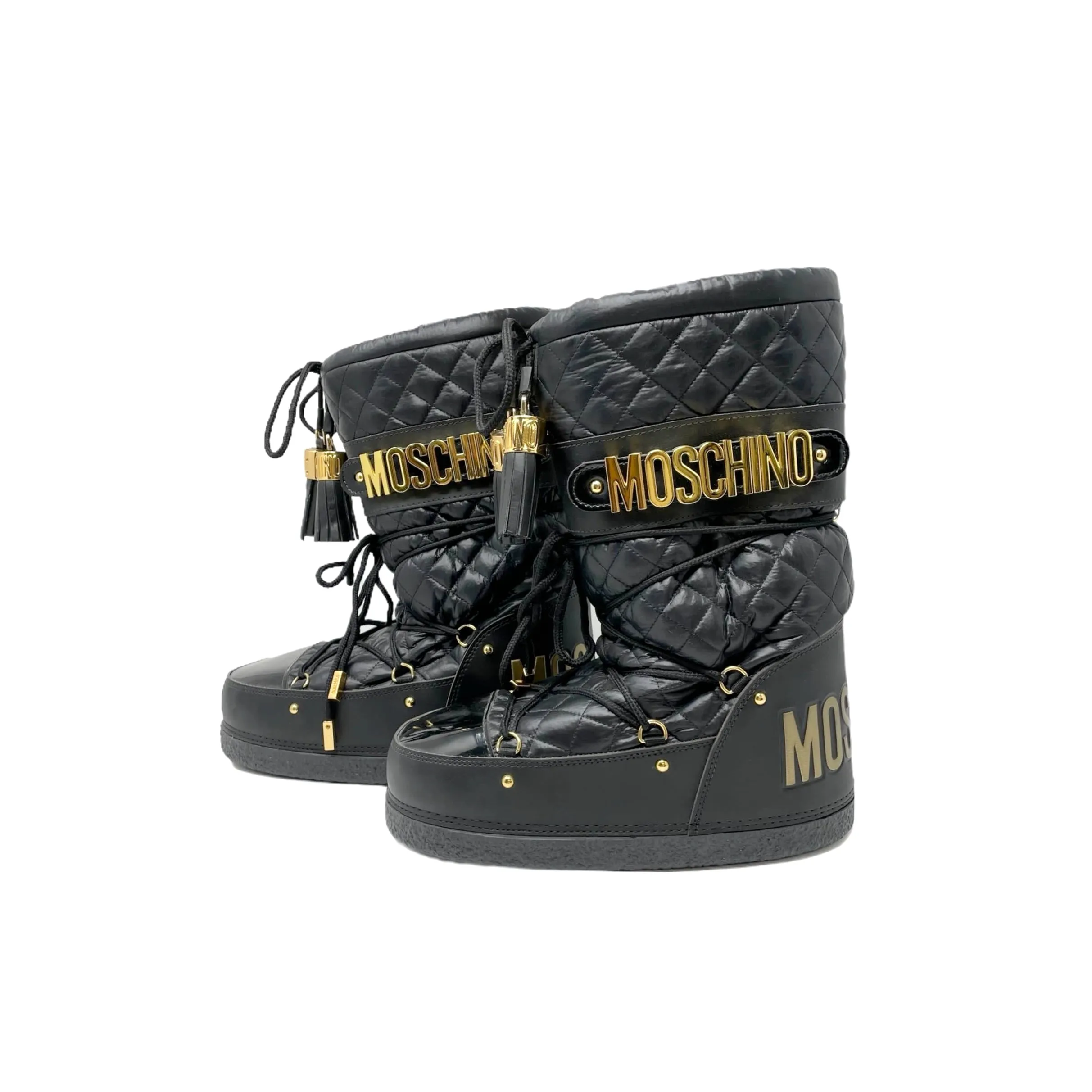 Moschino Black Chain Logo Boots