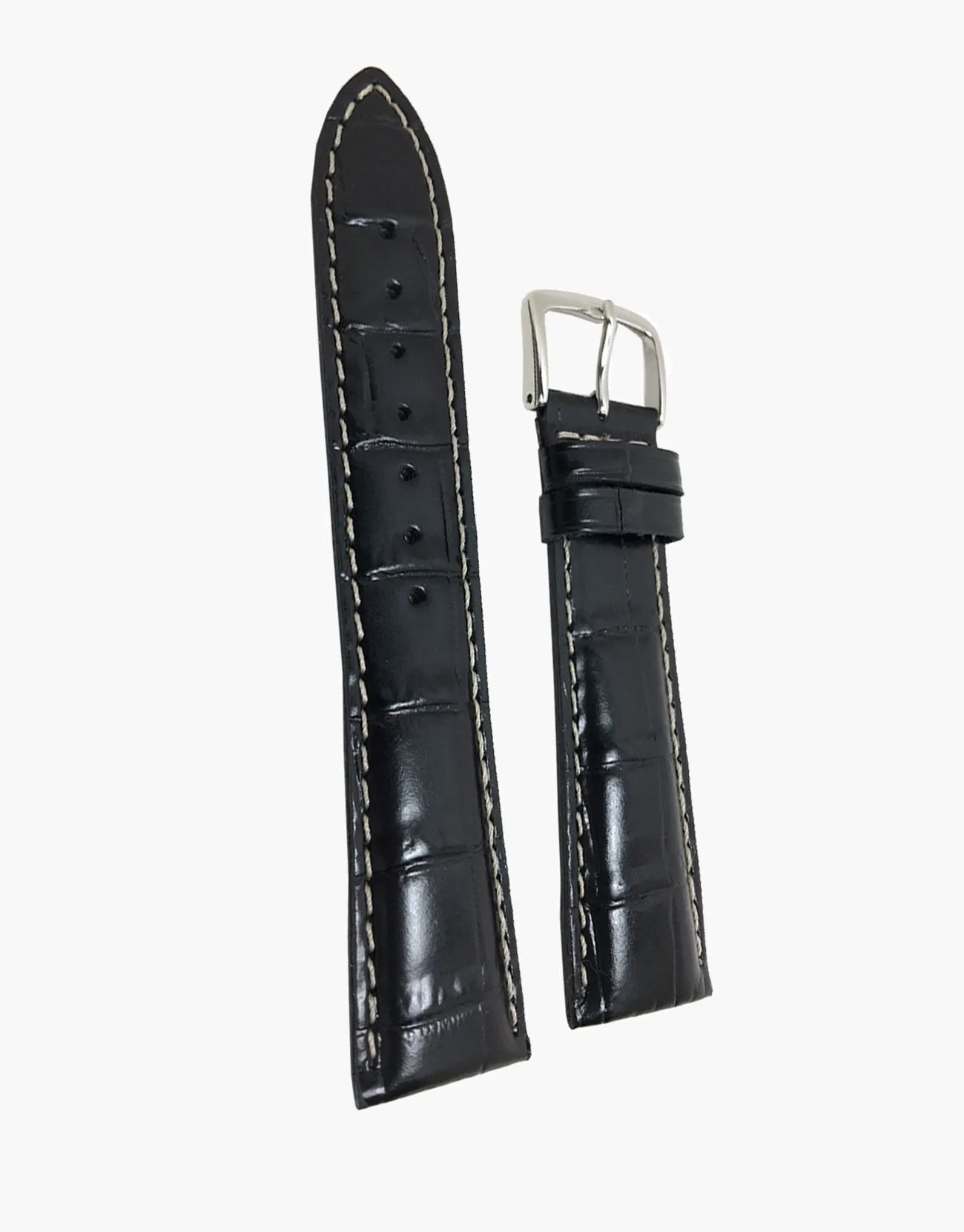 MS834 Black Leather Gator Grain Watch Band-Water Resistant-Hadley-Roma
