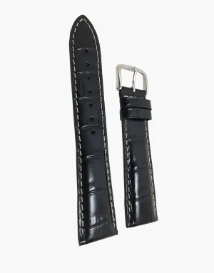 MS834 Black Leather Gator Grain Watch Band-Water Resistant-Hadley-Roma