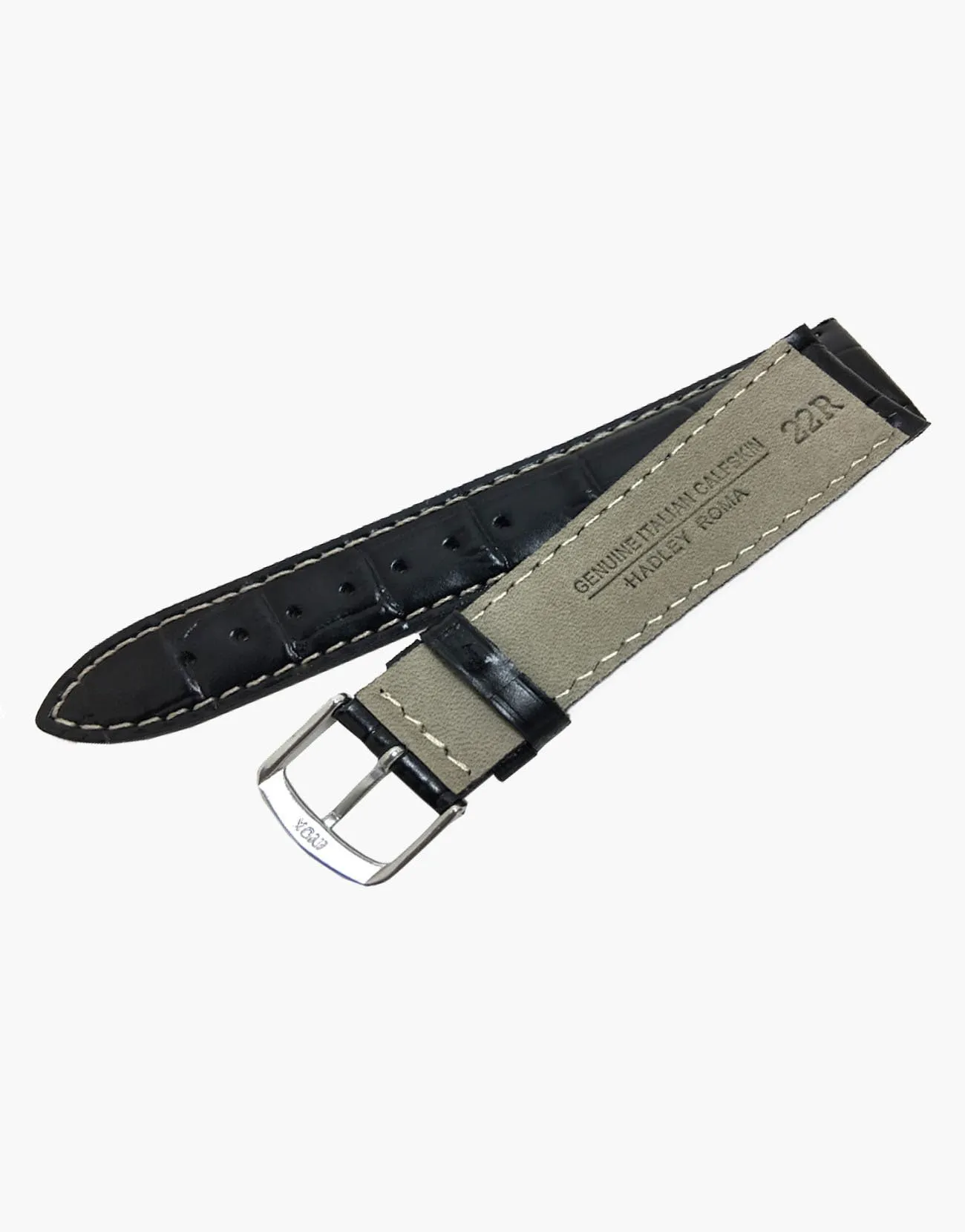 MS834 Black Leather Gator Grain Watch Band-Water Resistant-Hadley-Roma