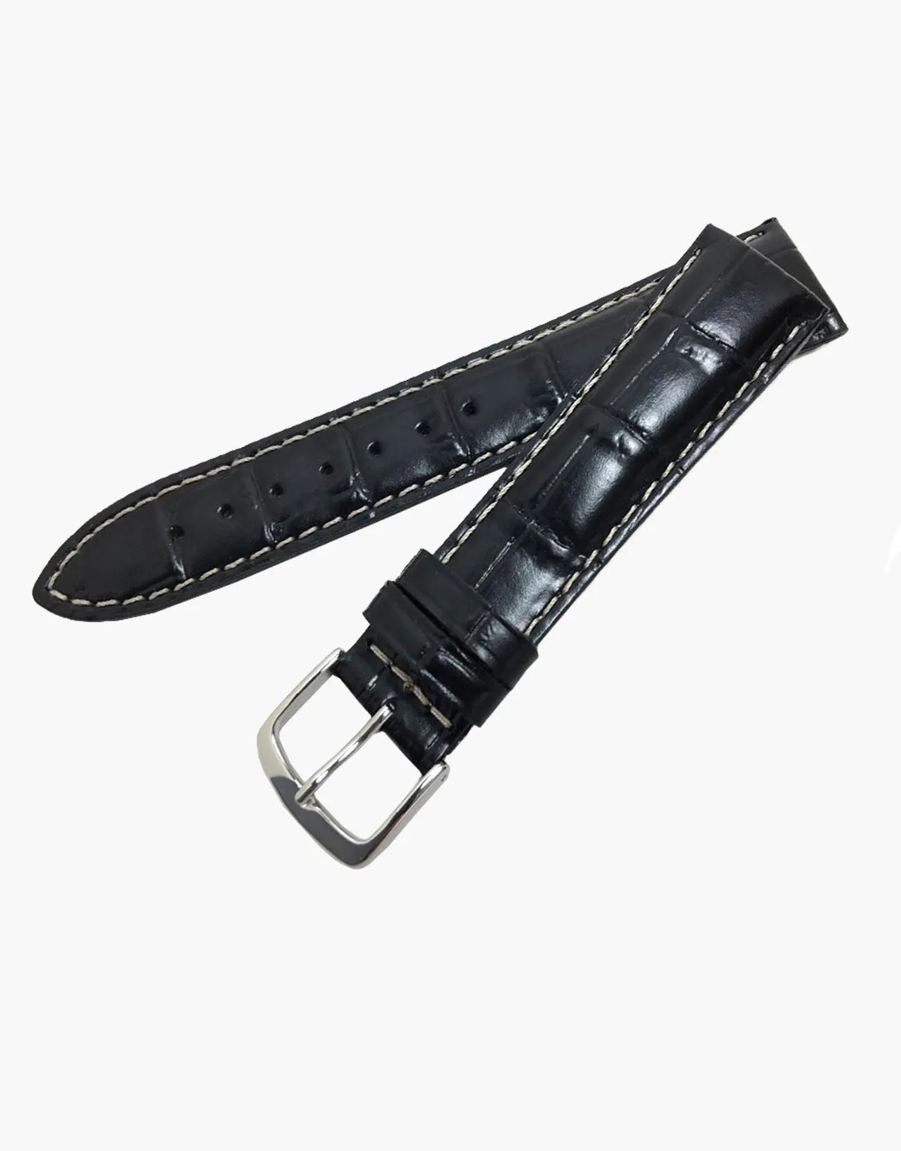 MS834 Black Leather Gator Grain Watch Band-Water Resistant-Hadley-Roma