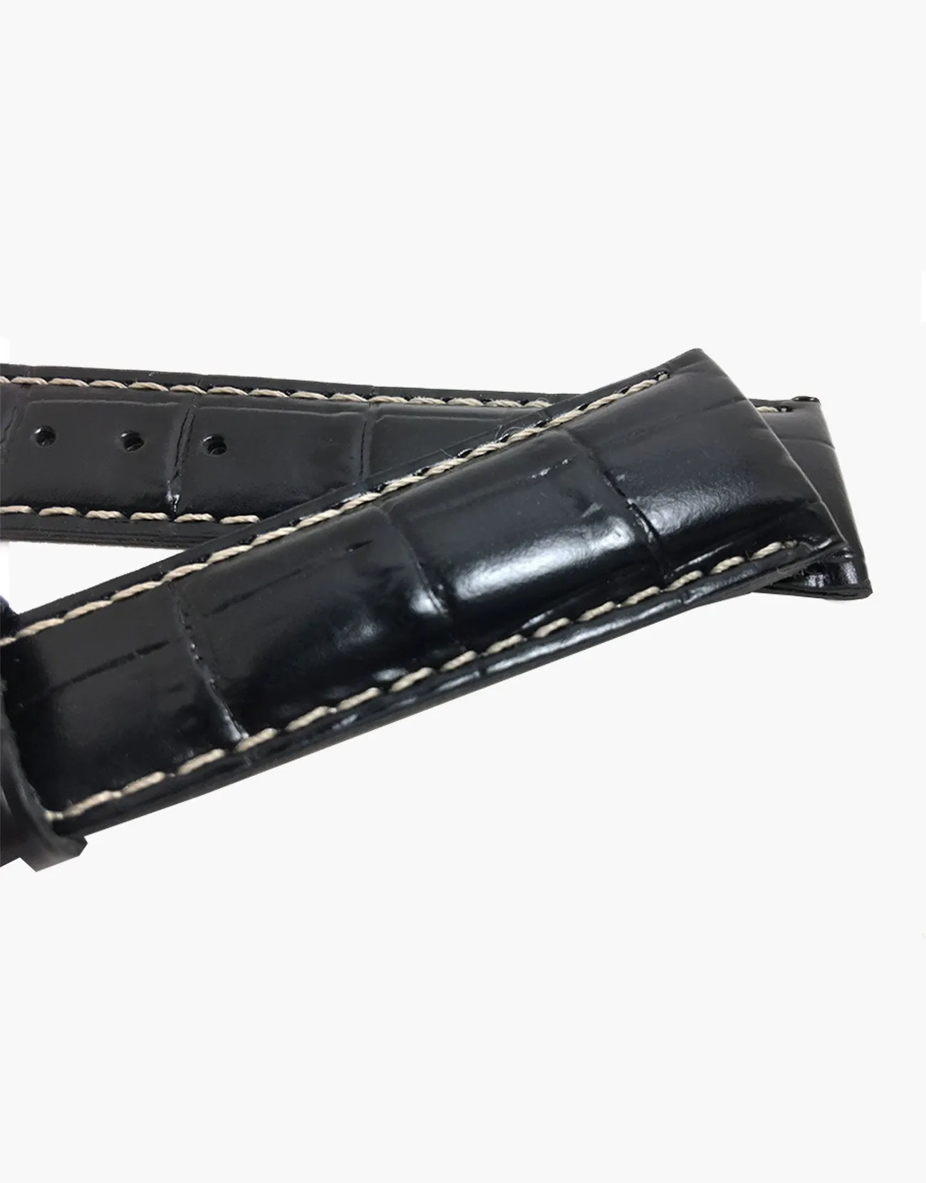 MS834 Black Leather Gator Grain Watch Band-Water Resistant-Hadley-Roma