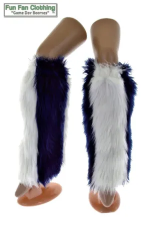 Navy & White Faux Fur Leg Warmers - Game Day Booties