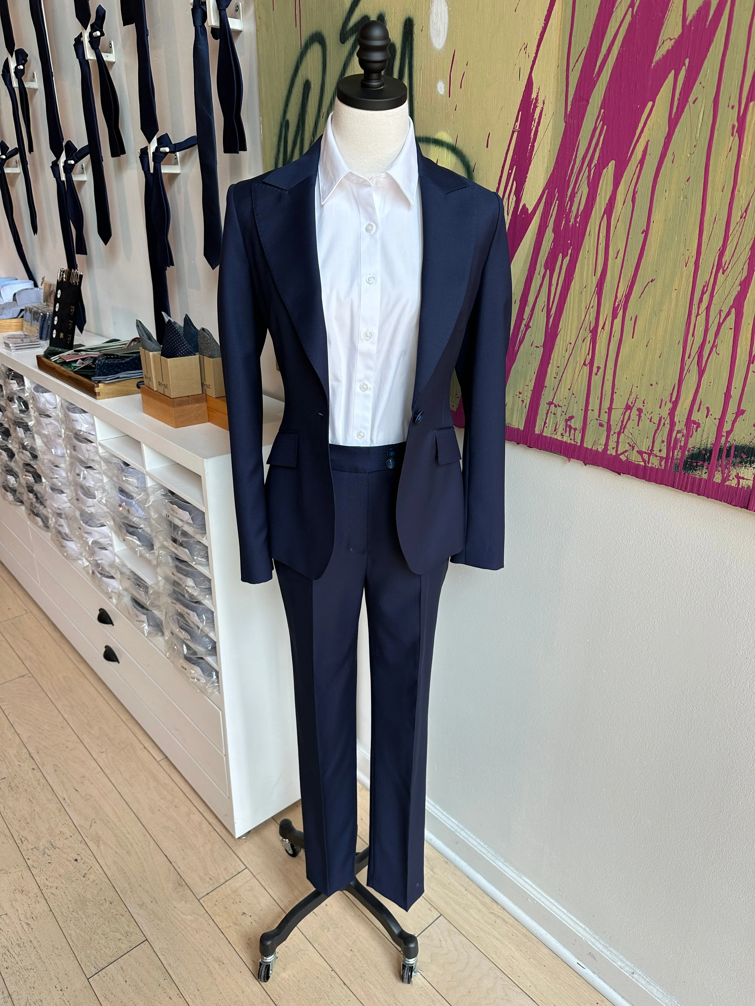 Navy Feminine Cut Premium Suit Pants