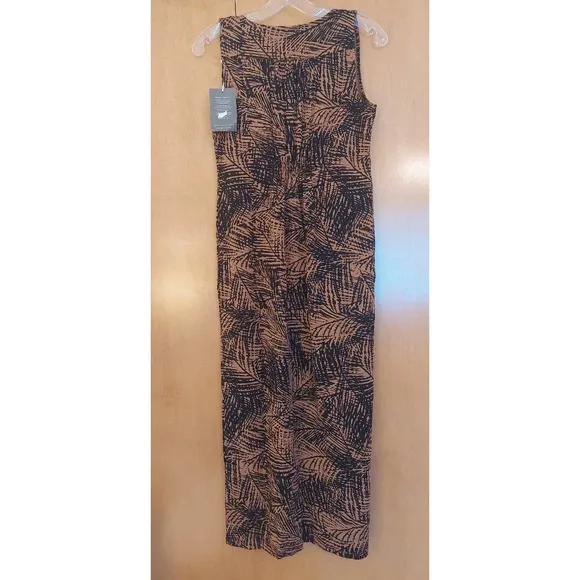 NEW! Garnet Hill Iris Tencel Dress Tan &amp; Black With Zipper Accent Size XS $129