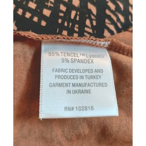 NEW! Garnet Hill Iris Tencel Dress Tan &amp; Black With Zipper Accent Size XS $129